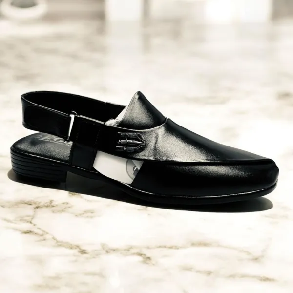Men’s Premium Black Leather Loafer Sandal 